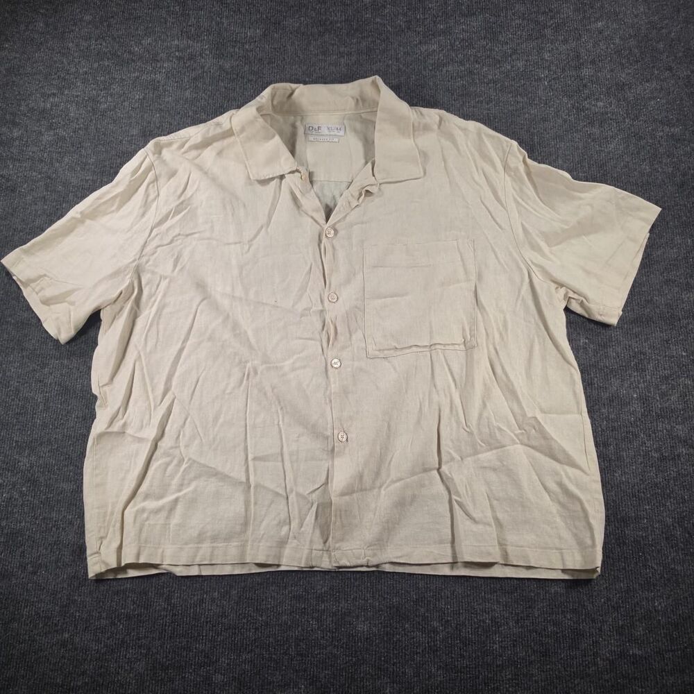 Denim-and-flower Men's Cream and Tan Shirt